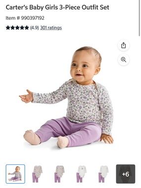 Carter's Lavender & Pink Floral 3-Piece Baby Girl Outfit
